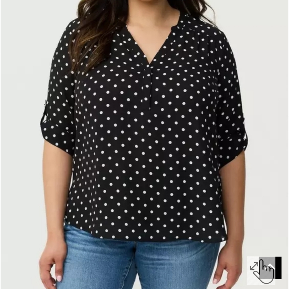 NWOT Torrid Black and White Polka Dot Harper Georgette 3/4 Sleep Top